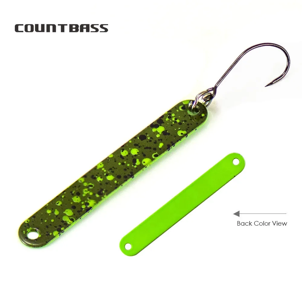 COUNTBASS 3/64oz 1,3g, 5/64oz 2,3g cucharas de trucha de latón con anzuelo sin púas colores UV cebos de pesca Lucio Señuelos de pescador