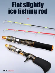 ROLLFISH Caña de pescar en hielo con punta plana de fibra de vidrio sólida ultracorta