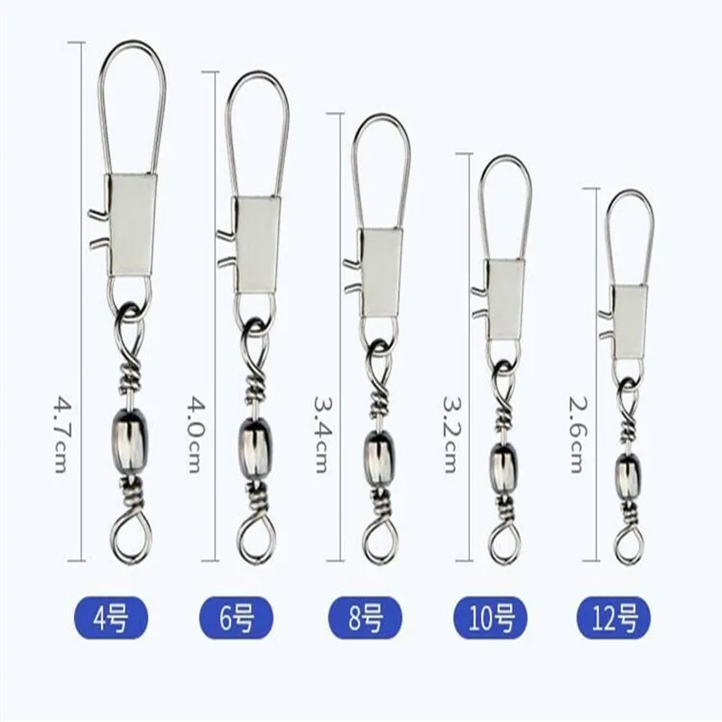 60 unids/caja pesca giratoria enclavamiento SnapTackles invierno Metal señuelo pez carpa conector mosquetones de cobre accesorios de engranaje herramientas - imagen 5