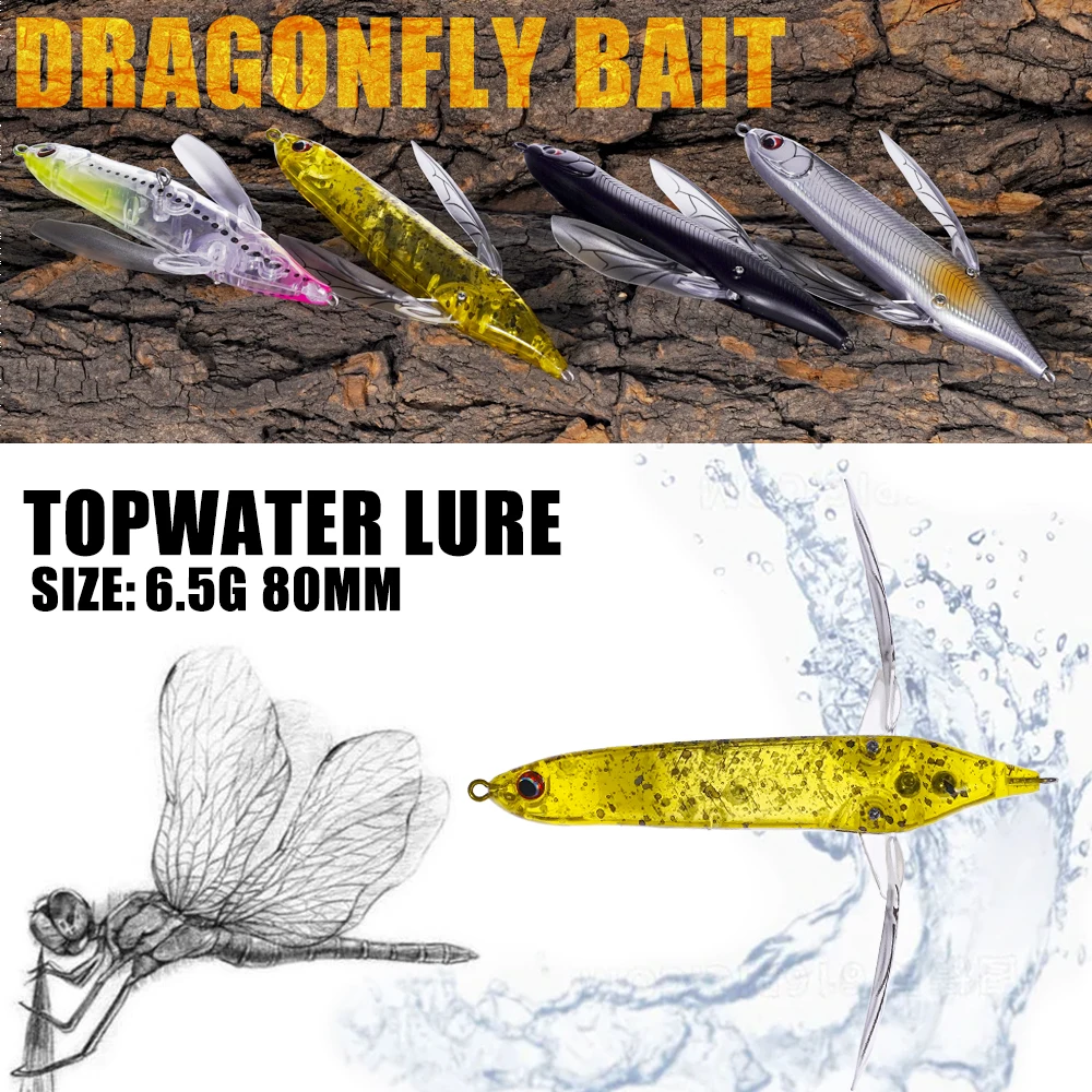 Señuelo de Dragonfly Topwater Crawler, 80mm, 2023g Isca Artificial flotante Whopper Popper Pencil Stickbait para lubina, novedad de 6,5 - imagen 2