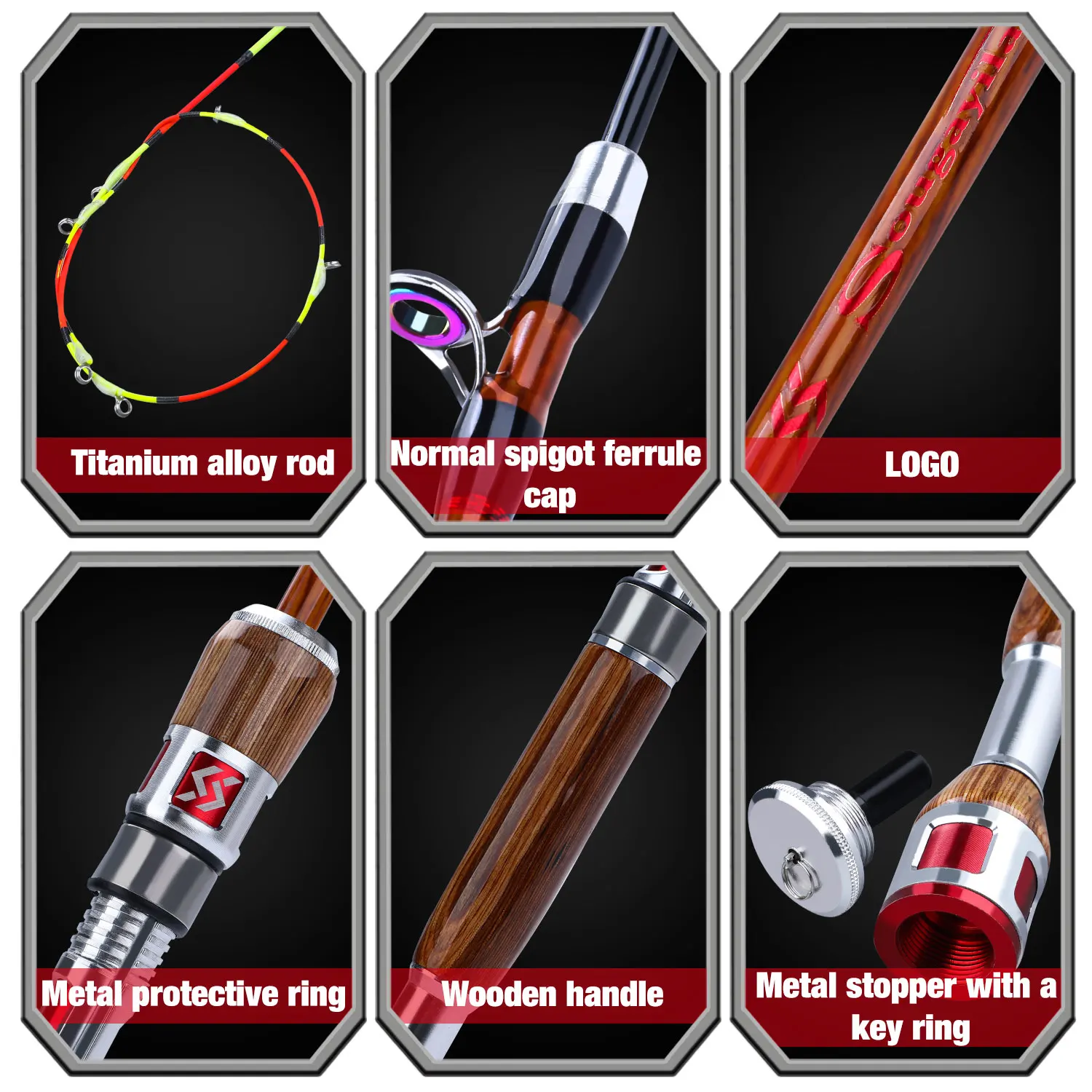 Caña de pescar de balsa Sougayilang, aleación de titanio, 2 secciones, longitud ajustable, caña de pescar telescópica, caña de pescar portátil para barco - imagen 3