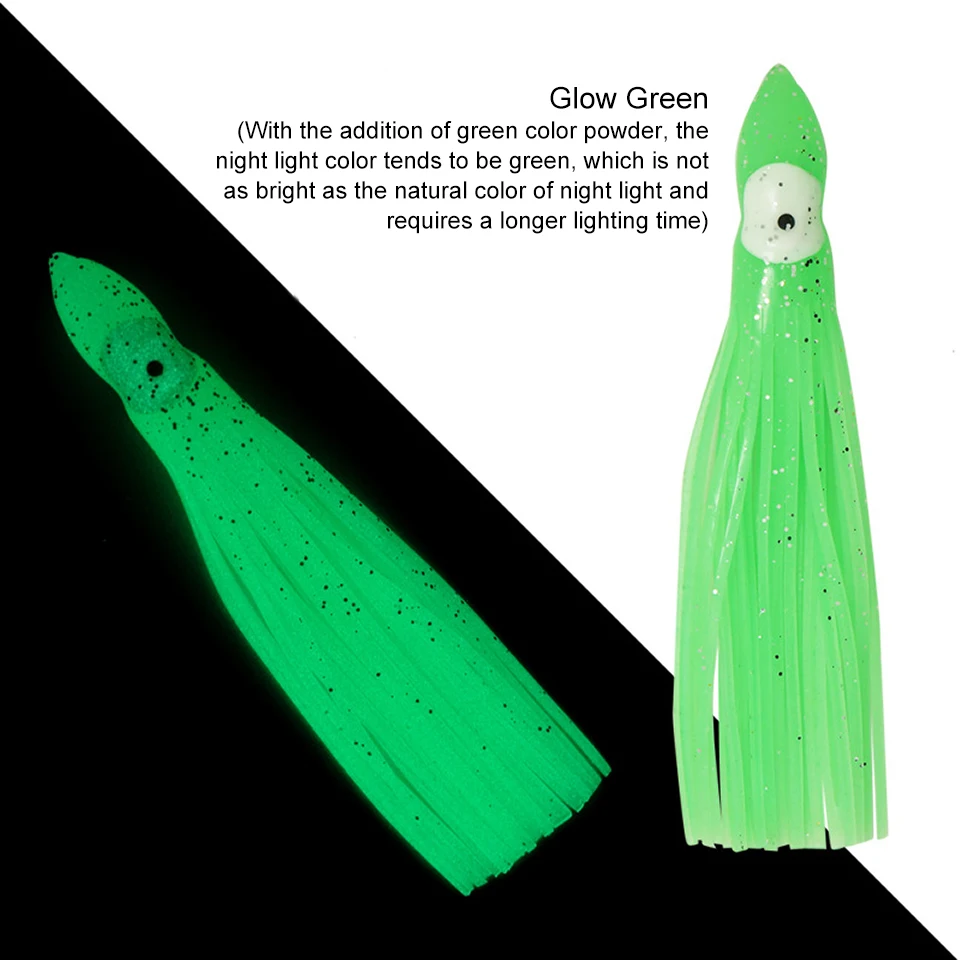 Señuelos blandos de pulpo noctilucente, cebo de pesca Artificial, perca de mar, cebo de calamar, 50mm, 90mm, 115mm, 5 unidades por lote - imagen 4