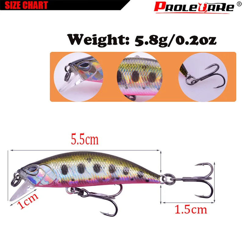 Proleurre-señuelo de Pesca Para pececillos, cebo duro de 55mm/5,8g, Souple Iscas artificiales Para Pesca, Wobblers Swimbait Peche