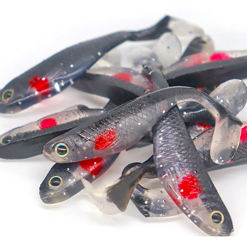 Señuelos blandos de silicona para pesca en agua salada, cebo Artificial para pececillos, Wobblers, 5 piezas, Swimbait8.8cm/5g - imagen 2