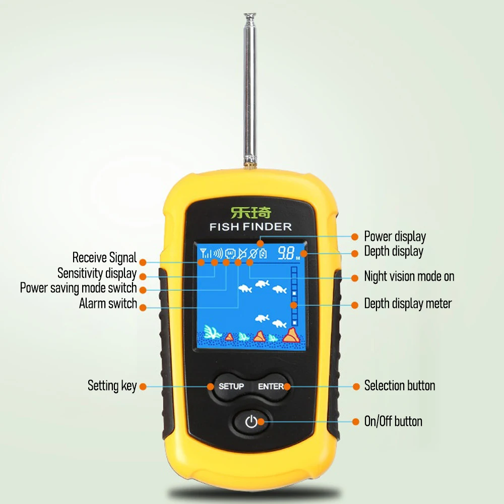 Buscador de peces portátil con cable/inalámbrico, dispositivo Detector de peces, buscador de 40m de profundidad para Kayak, canoa, Pontón, barco, buscador de pesca - imagen 3