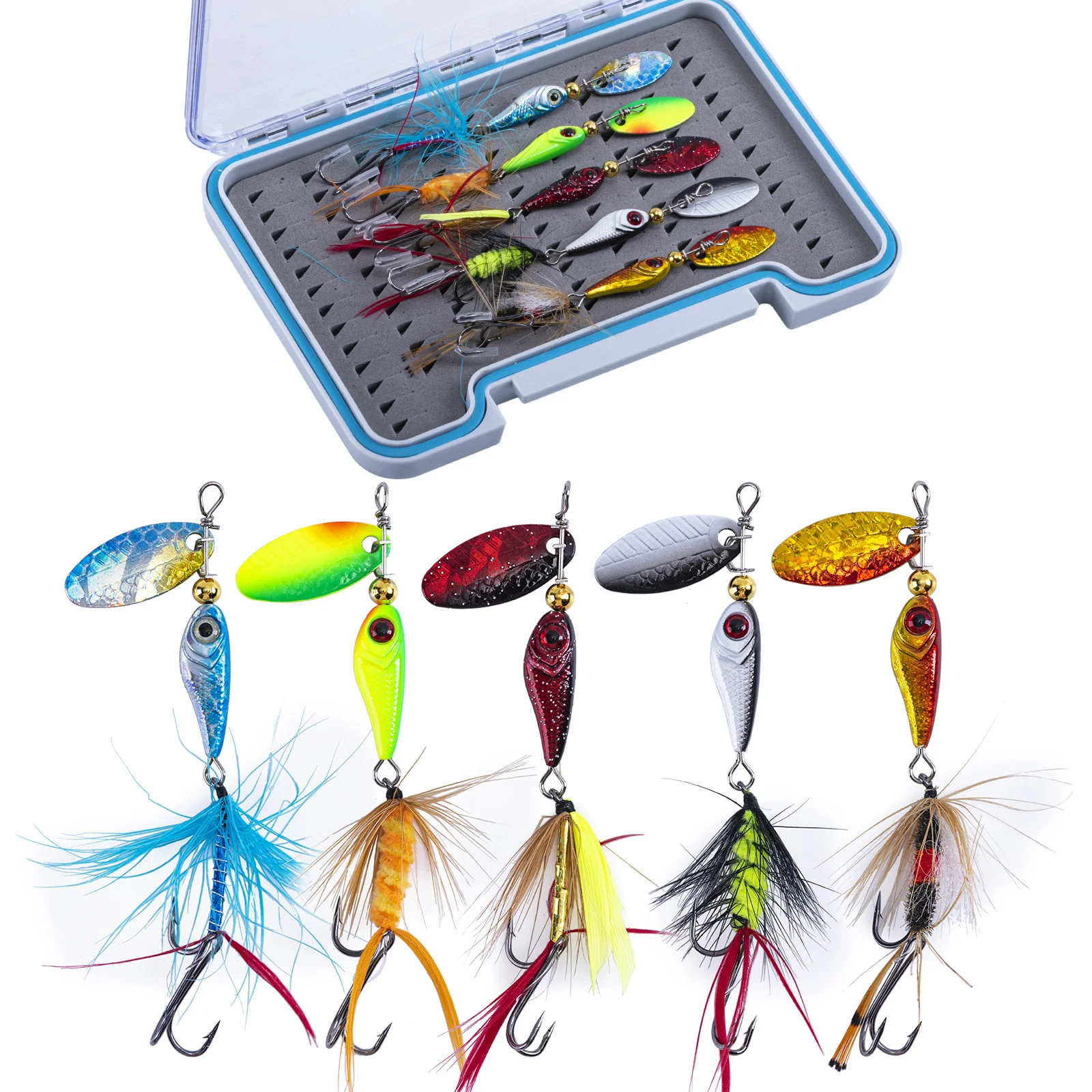 Goture 1/caja Spinner cuchara cebo de Metal señuelo de Pesca lentejuelas Crankbait cuchara cebos para lubina trucha perca Lucio accesorios de Pesca - imagen 2