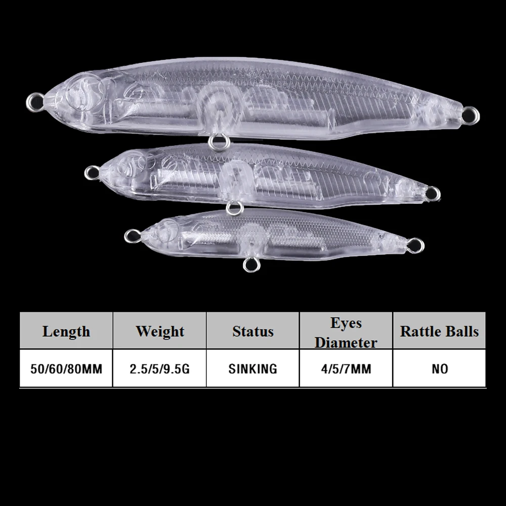 Chan'sHuang-Cebo en blanco sin pintar, cebo de 2,5G/5G/9,5G, lápiz que se hunde, Spook Wobbler, aparejo de señuelo de pesca Artificial hecho a mano - imagen 2