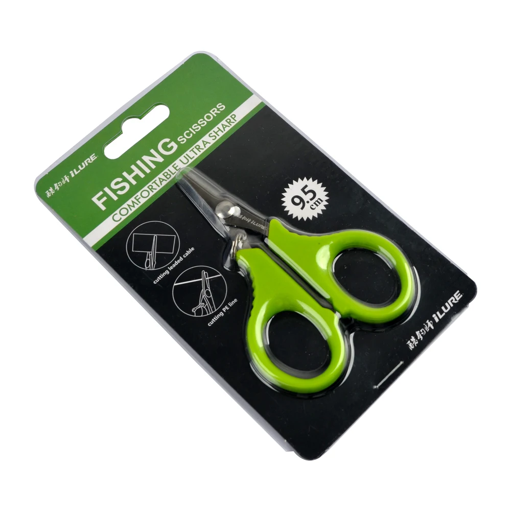 ILure-Mini tijeras de pesca de 9,5 cm, herramienta trenzada de corte de línea de Mono y fluorocarbono, tijeras verdes, cuerda perdida - imagen 4