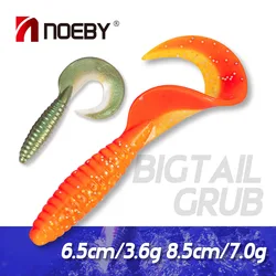 Noeby-señuelo blando larva, gusano, 6 uds., 60mm, 85mm, cola larga, Jigging Wobblers, Swimbait Artificial, carpa, lubina, trucha, Leurre, aparejos de pesca