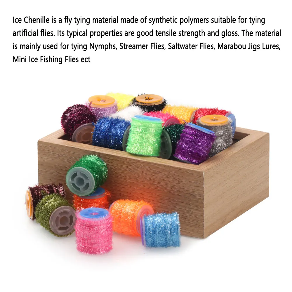 Bimoo, 2 uds., Material de chenilla de hielo para atar moscas, serpentina de ninfas, plantilla de marabú, moscas, pesca en el mar, lubina, señuelos - imagen 4
