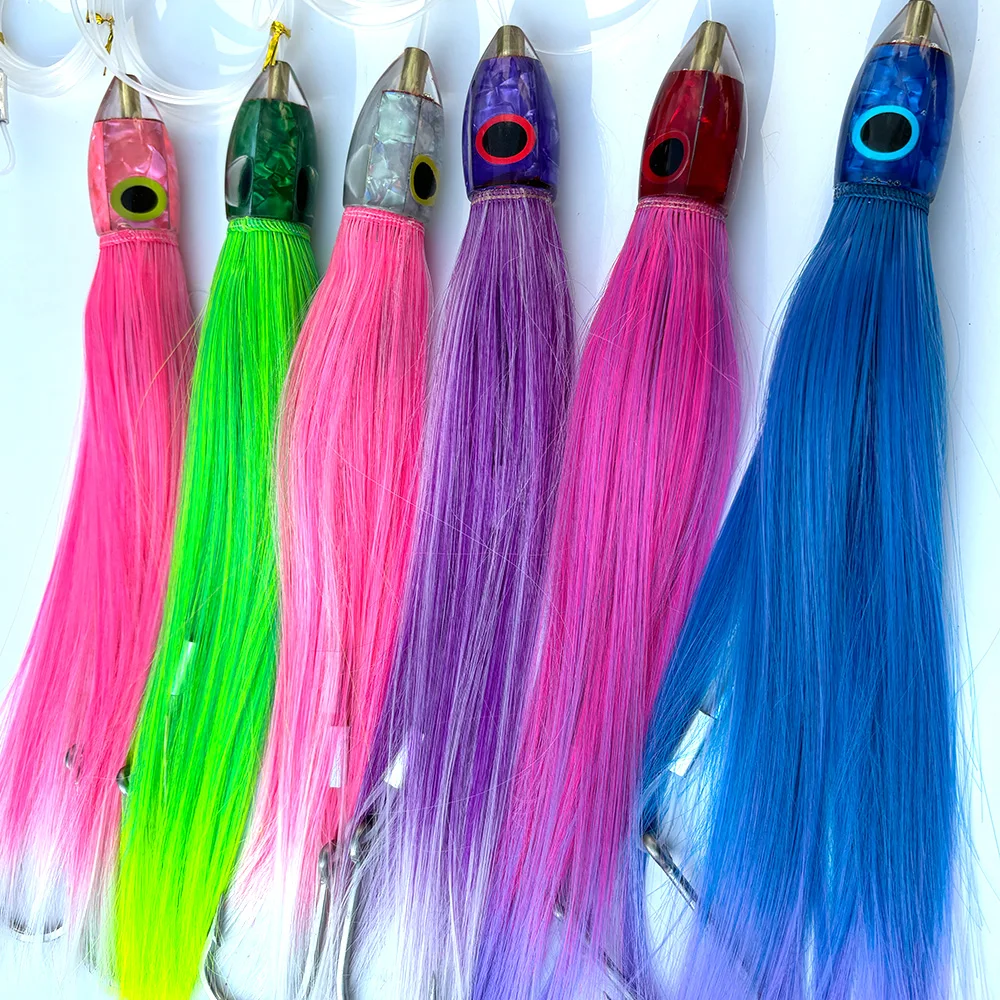 Señuelos Marlin de 300cm, 120g, pesca en barco de aguas profundas en alta mar, cebo de atún, falda de calamar, señuelos de curricán de agua salada, Mahi Wahoo, pesca de gran juego - imagen 5