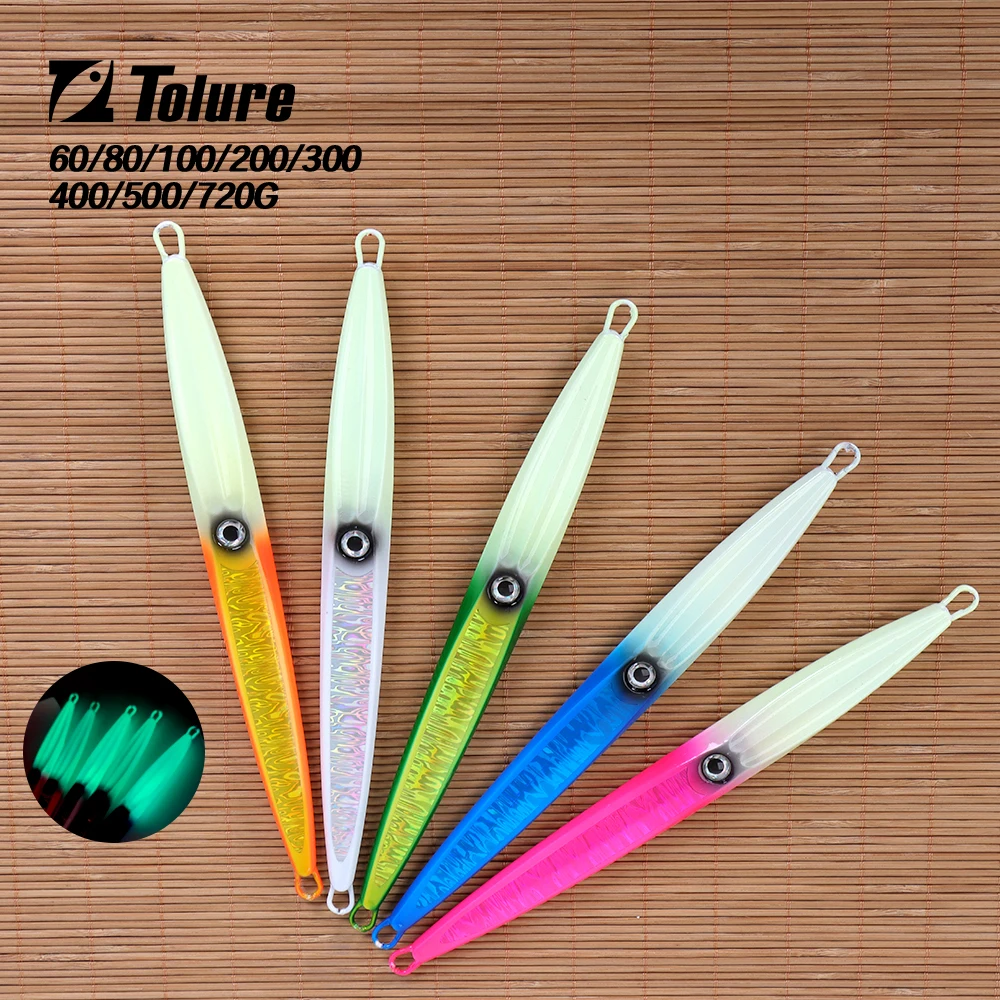 TL 60g80g100g200g300g400g500g720g plantilla de Metal de aguas profundas pesca Jigbait cuchara cebos plantilla señuelo lápiz aparejos de pesca de hundimiento rápido - imagen 3