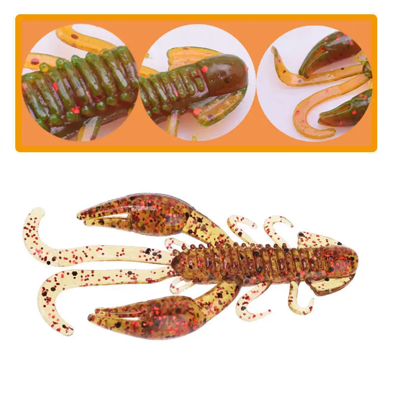 Anzuelo Wobbler de silicona para pesca, cebo suave de gusano de 5cm, señuelo giratorio con olor a Camarón, lubina de mar para carpa, lote de 5 unidades - imagen 3