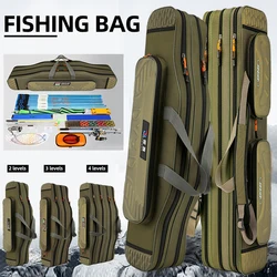 Bolsa de caña de pescar de 2/3/4 capas, 80-130CM, mochila de almacenamiento de equipo de pesca grande recta, bolso de entrenamiento para deportes al aire libre, bolso de caña de mar