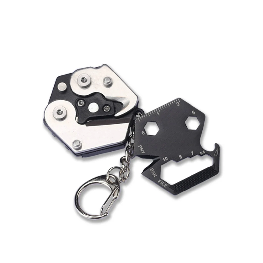 Moneda hexagonal multifuncional, herramienta EDC para exteriores, cuchillo plegable hexagonal para monedas, llavero, destornillador, Mini engranaje plegable de bolsillo - imagen 3