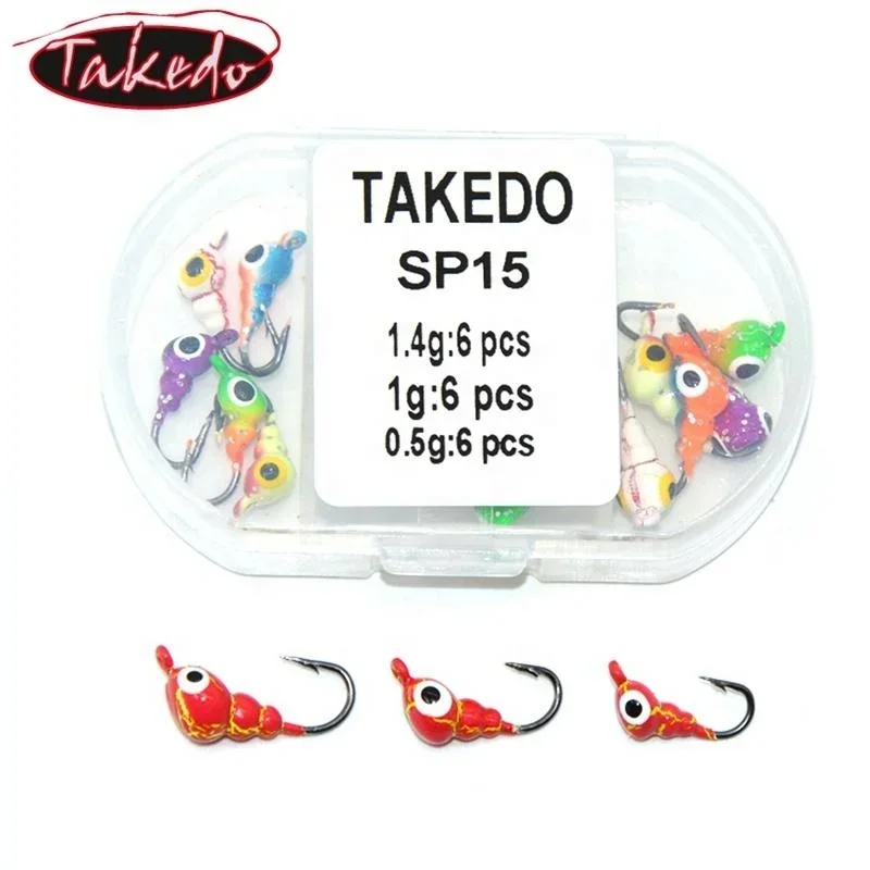 TAKEDO 10 #   12 #   14 #   Anzuelo de pesca en hielo con forma de caracol, Jigbait, señuelo de pesca en hielo, anzuelo con cabeza de anzuelo para carpa y lubina - imagen 5