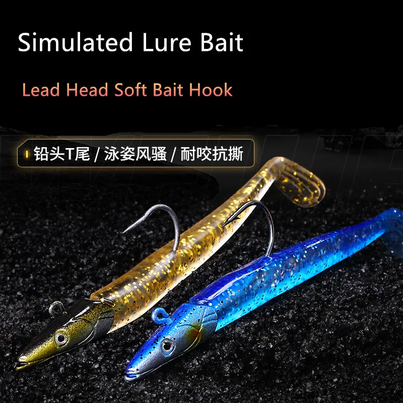 Jig Head-señuelo de pesca hundido, 12,5 cm/22g, agua salada fresca, cuerpo vivo vivo Natural, cebo suave, 5 colores