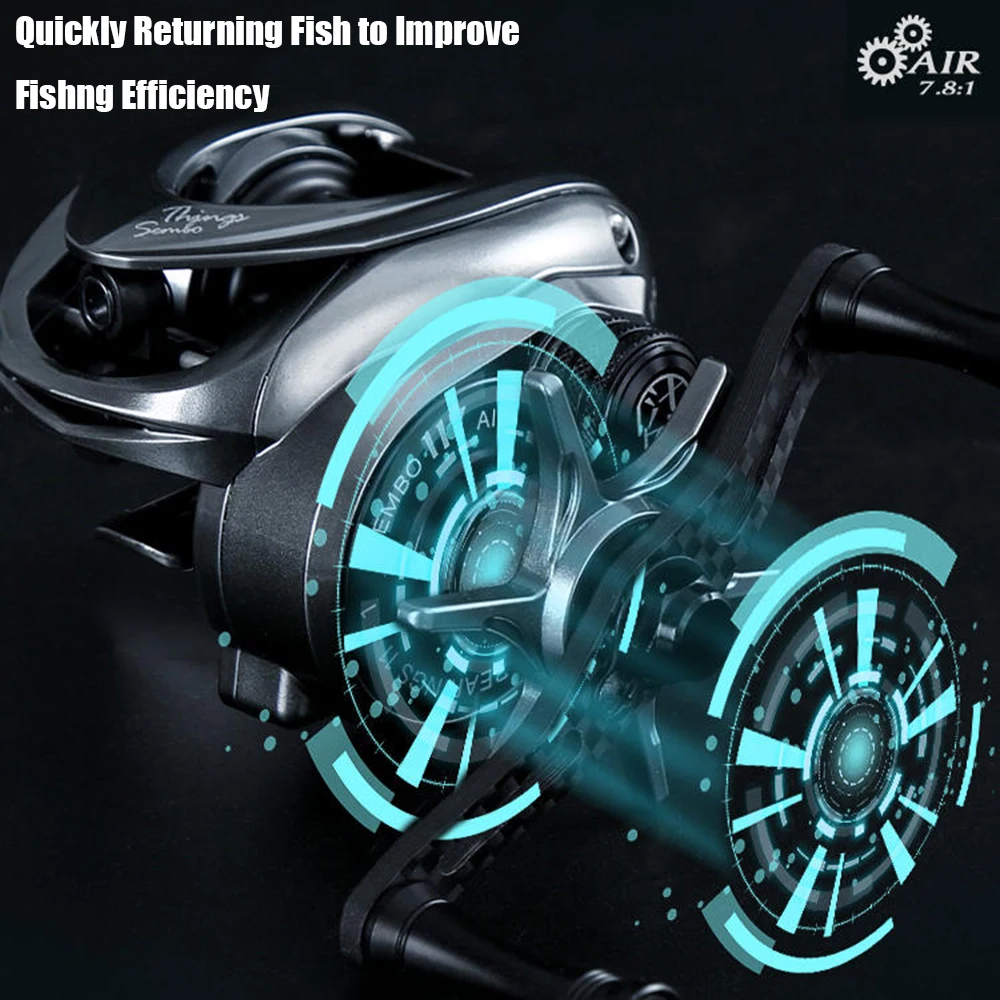 Carrete de pesca de fibra de carbono, bobina ligera de 117g, ultraligera, para Baitcasting, Micro Monster, 7,8: 1, 5kg - imagen 4