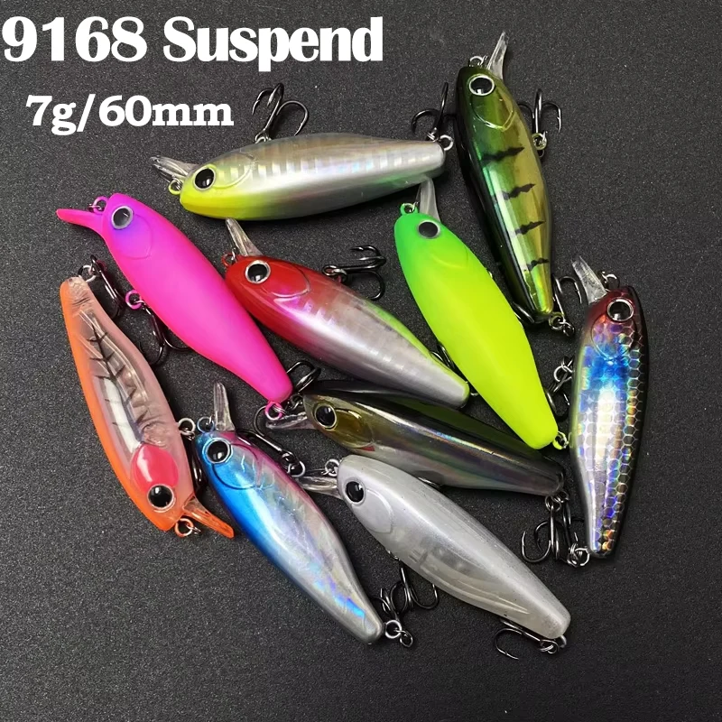 Señuelos de Pesca suspendidos para pececillos, 60mm, 7g, cebo duro Artificial, Wobblers de Pesca para Lucio, lubina, trucha, Jerkbait, Swimbait de plástico, aparejos 3D - imagen 2