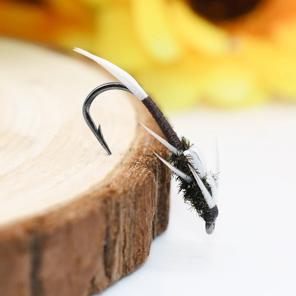 MNFT 10PCS # 6 zumbador ninfa trucha pluma blanca pesca seca mosca insecto cebo Artificial - imagen 4