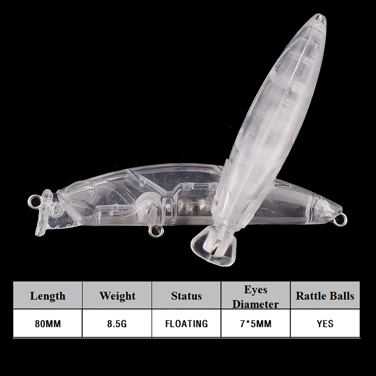 Chan'sHuang 20 piezas cebo en blanco sin pintar 80mm 8,5g bolas flotantes de sonajero de pececillo sistema de transferencia magnética señuelo de pesca Artificial - imagen 2
