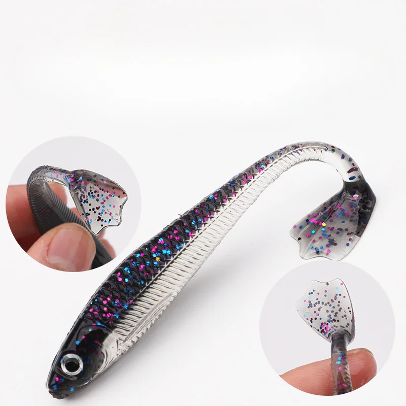 1 Uds 9 Cm 5,3g silicona T cola gusano suave Señuelos de pesca cebos artificiales Bass Jigging Wobblers Swing Swimbait aparejos - imagen 2