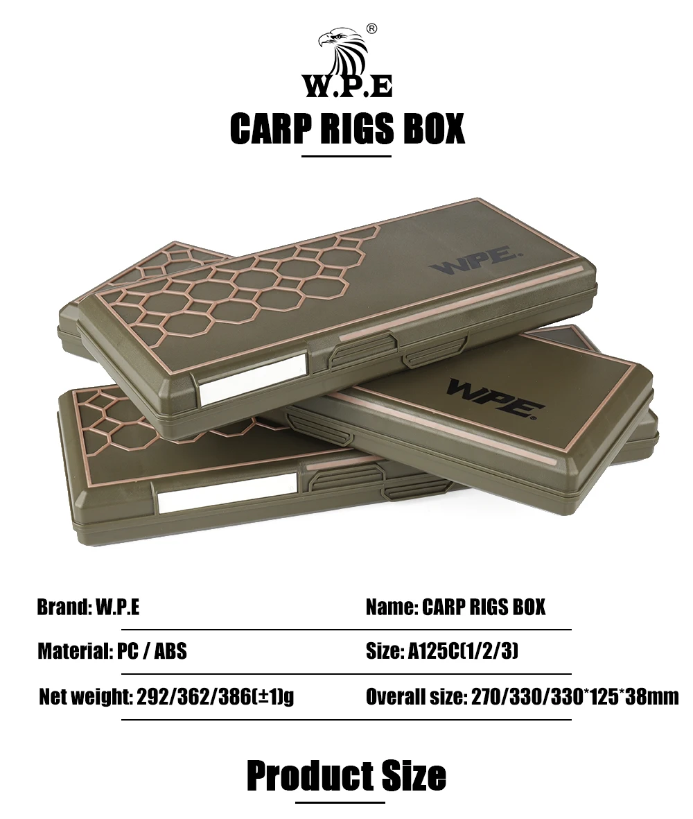 Vista externa de la caja de almacenamiento para pesca de carpa