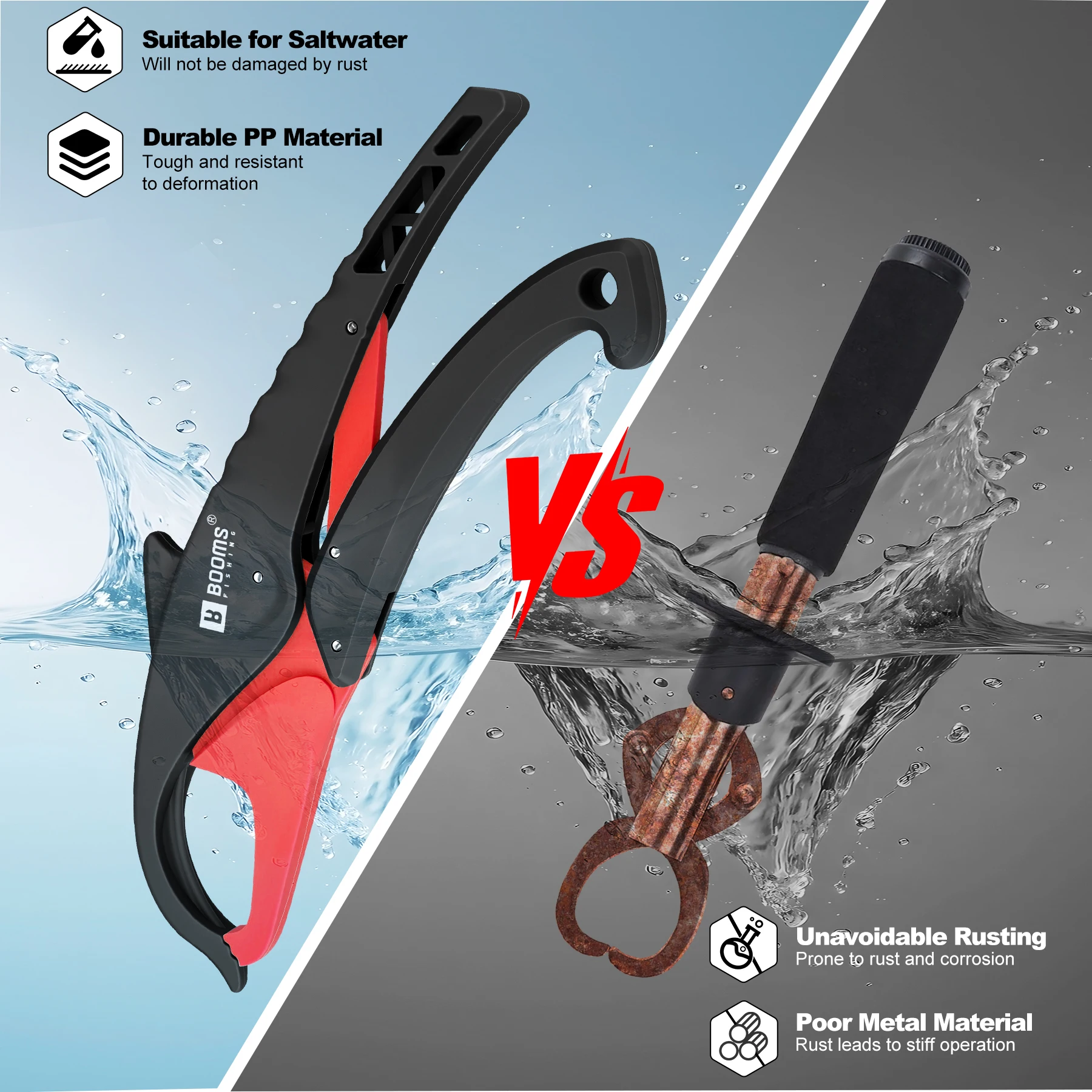 Booms Fishing G15 pinza de pesca 23cm pinzas de plástico para bagre herramienta de agarre con cordón accesorios de herramientas de pesca de agua salada - imagen 4