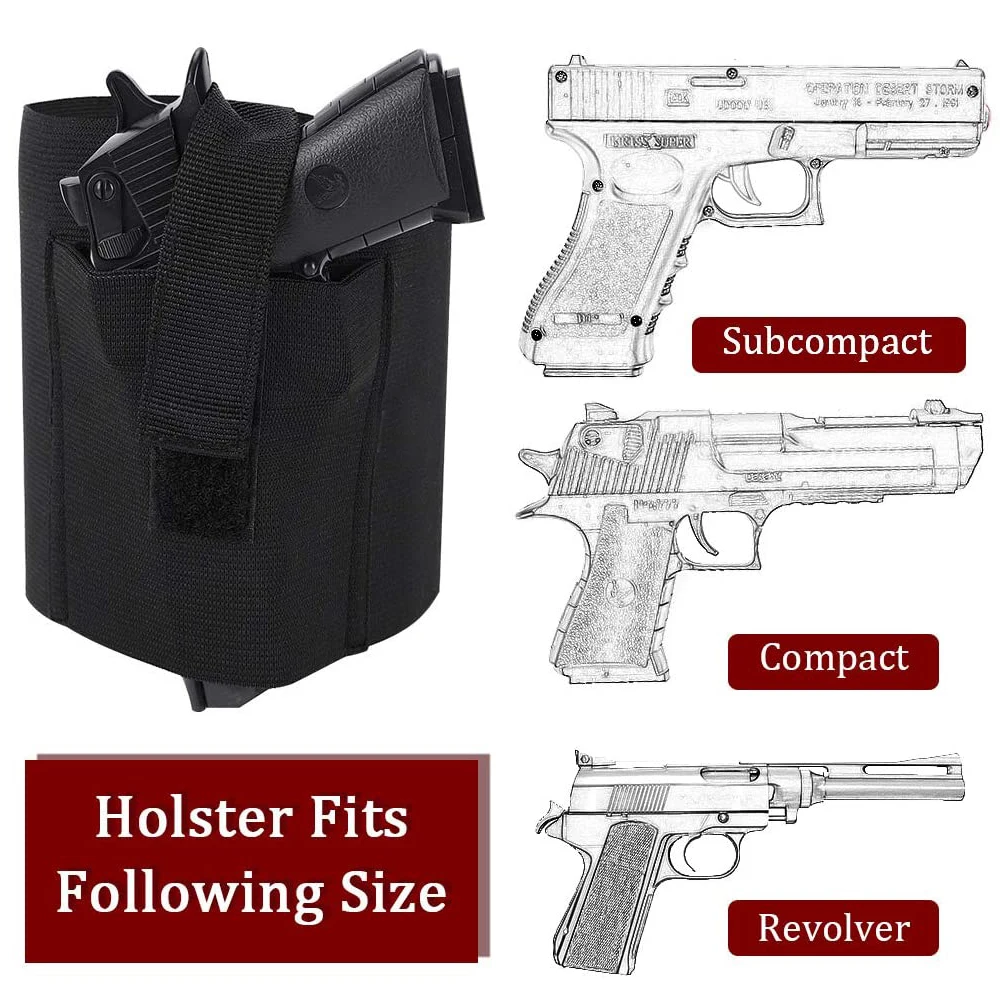 Funda para Revolver de pierna de tobillo oculta para Glock 17 19 22 23 Ruger Lcp Sig Pistol Color negro ELUANSHI - imagen 5
