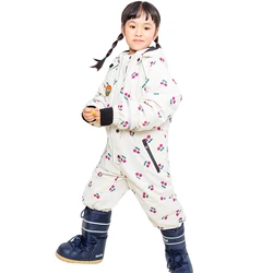 Monos de nieve impermeables infantiles con capucha a prueba de viento