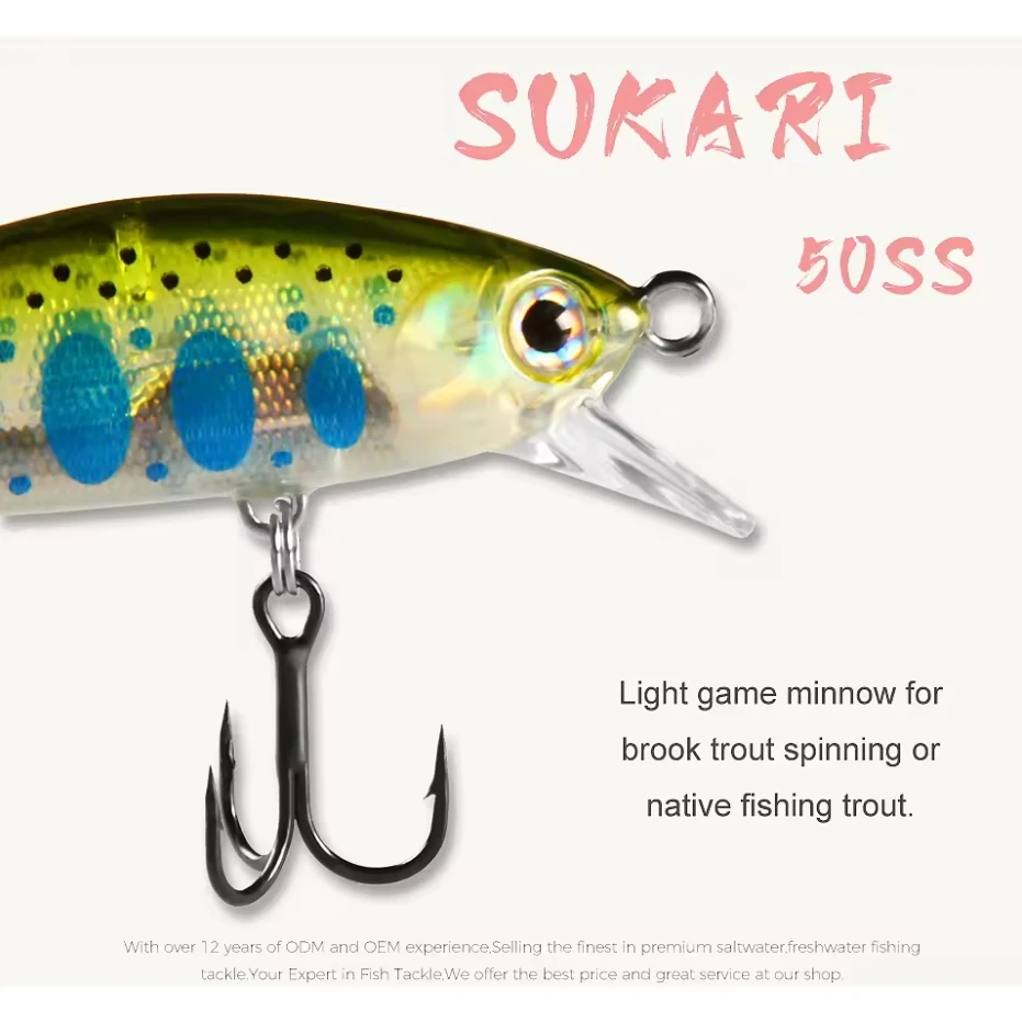 BEARKING 50mm 5g manivela cebo duro Artificial hundimiento señuelo de pesca caliente trucha Mini Minnow Wobbler aparejos de pesca de agua dulce - imagen 4