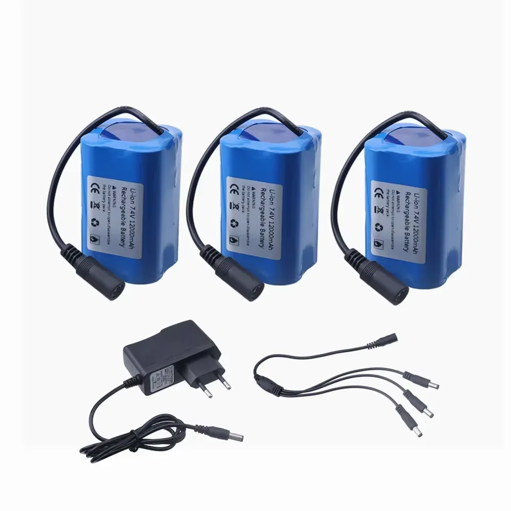 Batería recambio 7.4V 12000mAh para barco cebo RC con cargador USB