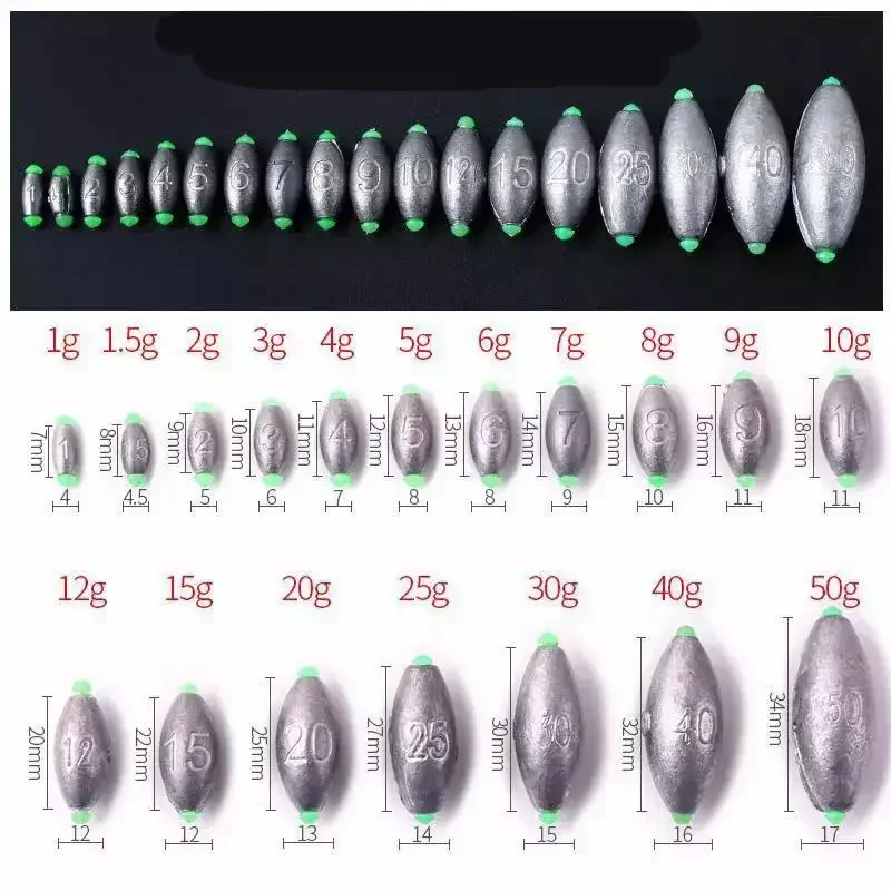 Plomo de peso para pesca, 5 uds./10 Uds., 2g-30g, forma de oliva, línea de boca con apertura antideslizante, plomos para tiro de peso, accesorios para aparejos de pesca de carpa - imagen 2