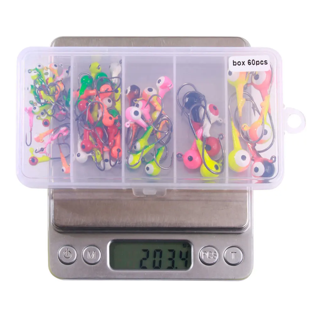 60/75 unids/caja conjunto de anzuelos de pesca con púas coloridas anzuelos con cabeza de anzuelo equipo de pesca accesorios de aparejos - imagen 4