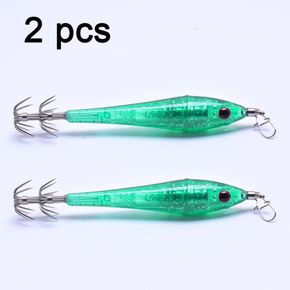 2 pcs LED underwater lure light, simulated bait with hook, electronic wooden shrimp, powerful double-layer squid - imagen 4