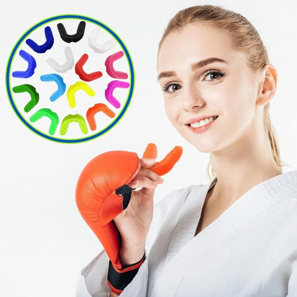 Protección bucal Protector de dientes de silicona negro/blanco/azul/rojo/verde protección dental suministros deportivos escudo de goma de boxeo Unisex - imagen 3