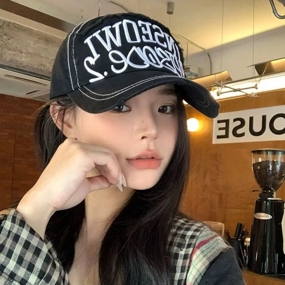 Sombrero de protección solar bordado letra gorra de béisbol Simple algodón sombrero para el sol moda Retro gorra con visera niñas - imagen 2