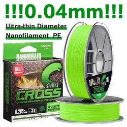 Línea de pesca de PE trenzada ultrafina de 4 hebras, multifilamento de alta resistencia de 0,07-0,33mm, suave, agua salada, carpa de agua dulce, lubina 2025