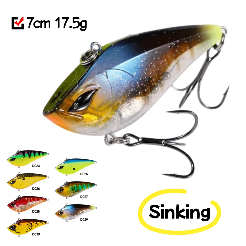 Señuelo de pesca con vibración vib que se hunde, 70mm, 17,5g, cebo de pesca de invierno, señuelos duros artificiales, aparejos Wobbler, 2 uds. - imagen 2