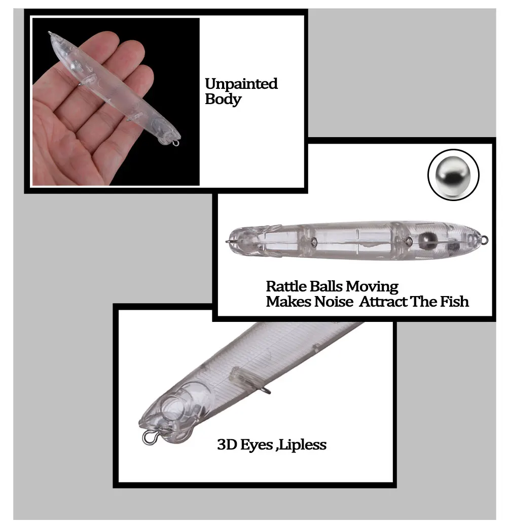 Chan'sHuang Pencil Bait Sonajero Flotante 10,5 cm 12g Blanco DIY - imagen 4