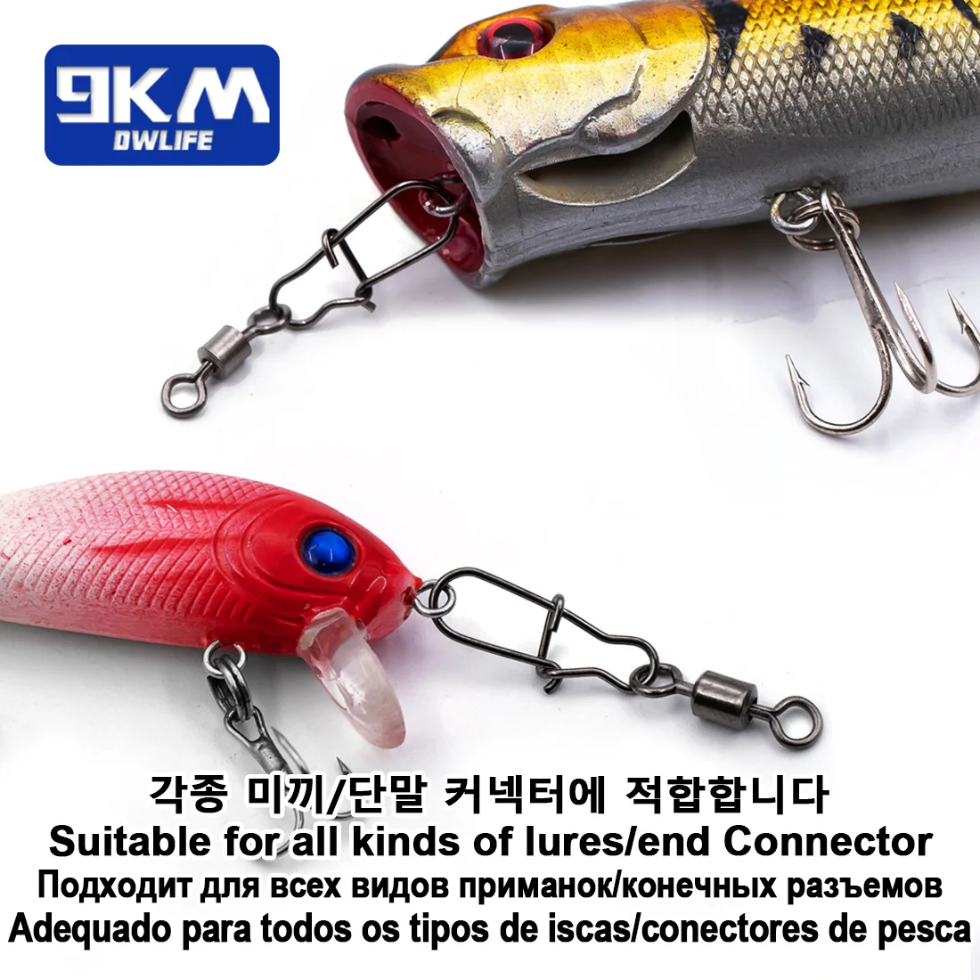 9KM giratorio Snap 50 Uds pesca Snap giratorio señuelo línea conector aparejos de pesca de acero inoxidable agua dulce para lubina bagre - imagen 4