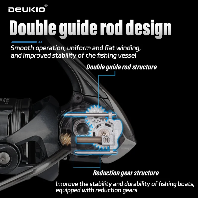 Carrete giratorio DEUKIO para pesca en el mar, ultraligero, solo 145g, tornillo CNC con mango 5,2: 1, potencia máxima de arrastre de 13,23 libras para agua dulce y salada - imagen 4