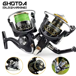 Carrete de pesca giratorio ultraligero serie 2000-7000, carrete de Metal de arrastre máximo de 8KG, relación de engranaje 5,2: 1, carrete de Metal para aparejos de pesca de carpa