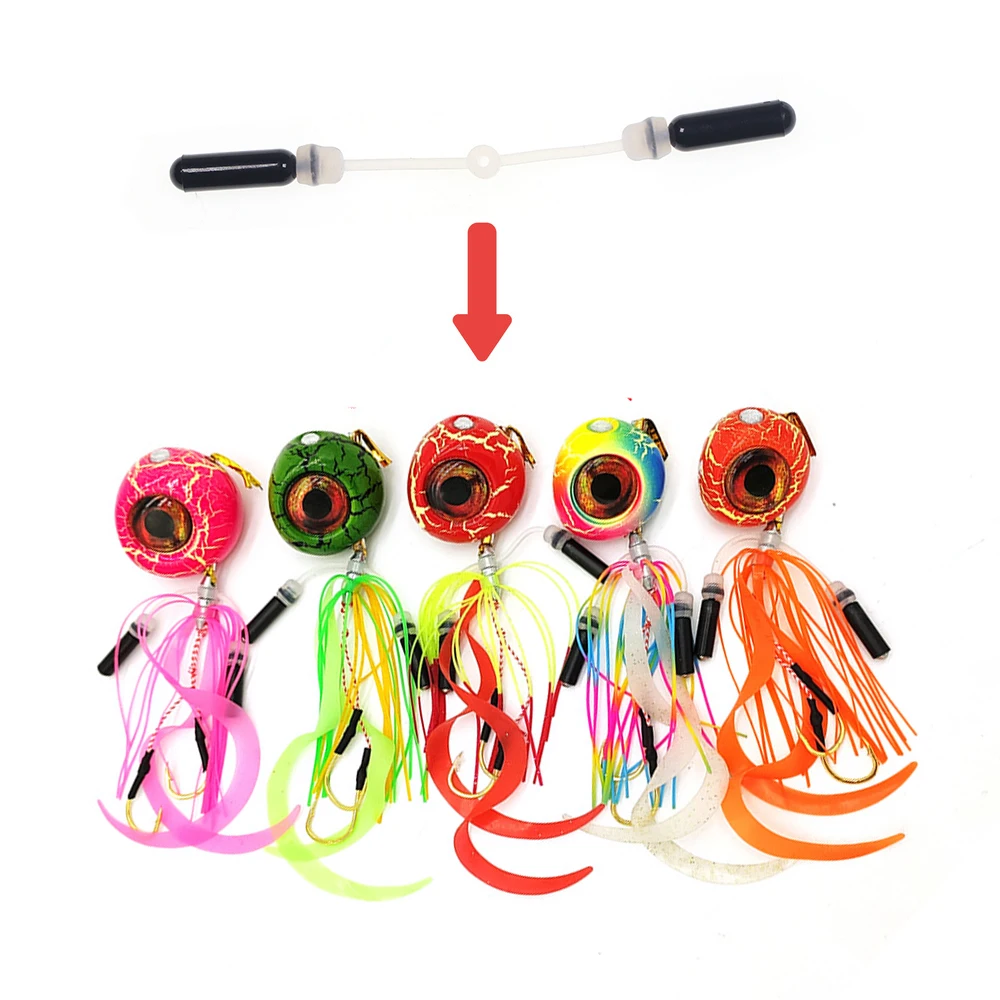 Ellllv Kit de sonajeros de falda de plantilla de pesca, tubo de sonido de plástico y correa de conexión, Spinnerbait, Buzzbait, accesorios de pesca de pargo de lubina - imagen 4