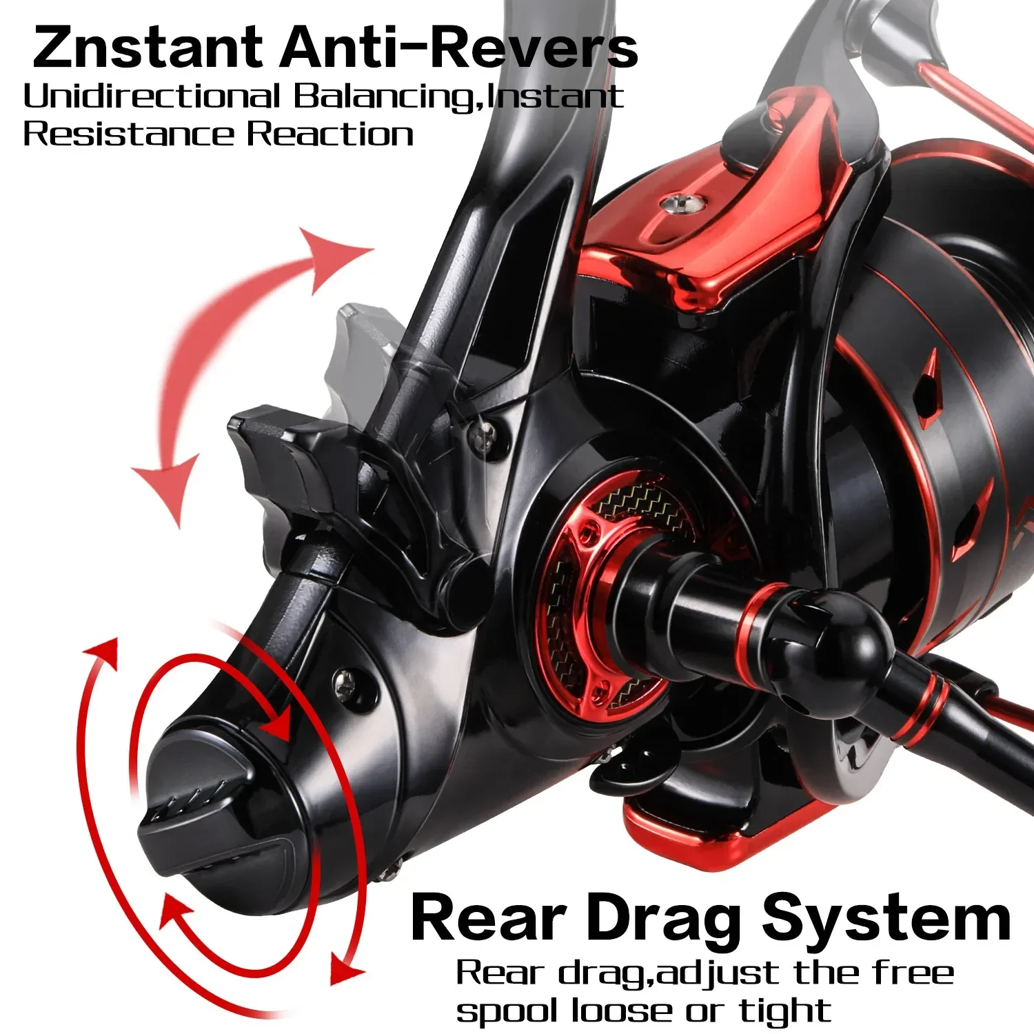 Carrete giratorio de carpa Sougayilang 6000 7000, arrastre máximo de fibra de carbono, carrete de pesca alimentador de 15kg con carrete gratis, corredor de carrete de pesca - imagen 3