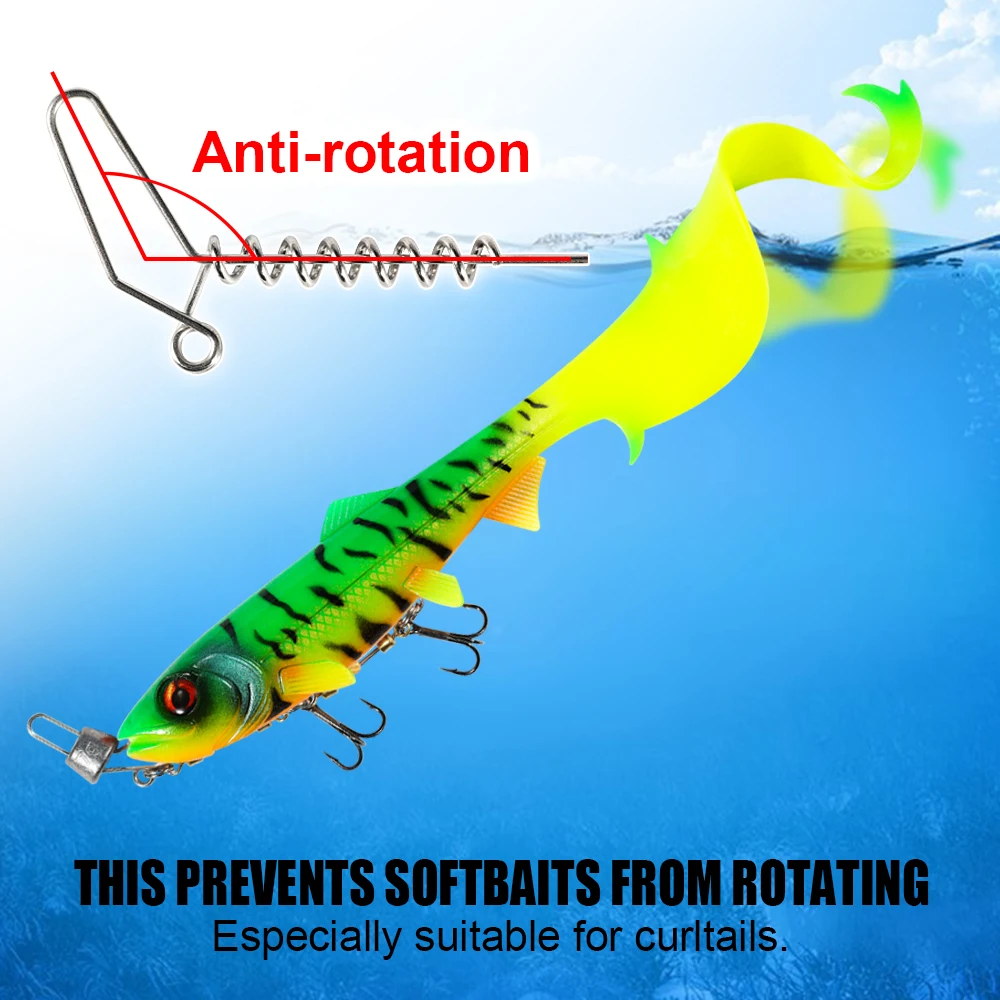 Spinpoler-tornillo multide profundidad para señuelo de pesca Softbait, Swimbait shad, tornillo de goma para pescado, Pin de bloqueo de resorte, accesorios de aparejo Stinger - imagen 4