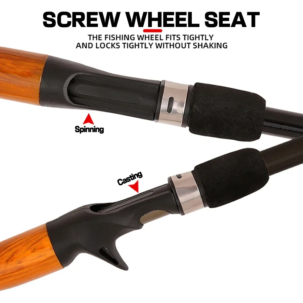 Caña de pescar de viaje, señuelo de fundición giratorio, 1,3 m/1,6 m/1,8 m, caña de pescar Baitcasting de alta calidad, punta sólida para línea de PE 0,6 # -2.0 # - imagen 5