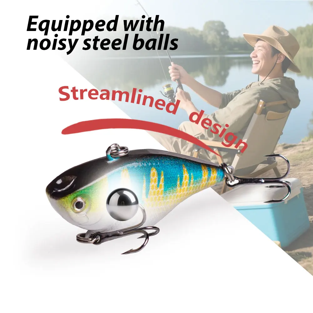 Hanlin hundimiento Vib 40mm 4,5g señuelo de pesca Jerkbait sonajero vibración cebo duro Artificial Wobblers ruidosos para aparejos de lubina - imagen 5