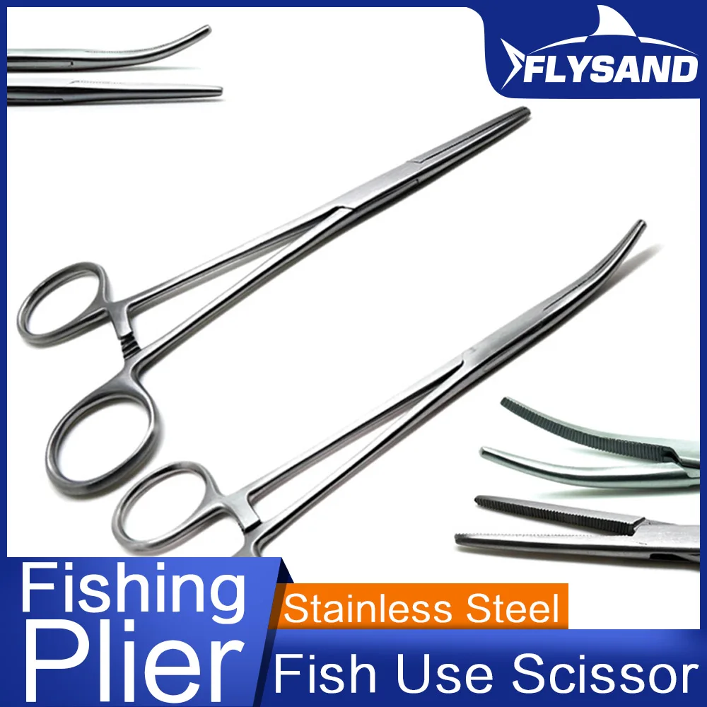 FLYSAND-Alicates de pesca de acero inoxidable, tijeras, Cortador de línea, removedor de anzuelos, aparejos, abrazaderas de punta curva, herramientas de pesca - imagen 5