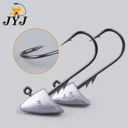 JYJ 10 Uds 2,7g 3,5g 4,2g 5g anzuelo de pesca de fundición lejana anzuelo con cabeza de anzuelo, gancho de soporte para gusano suave